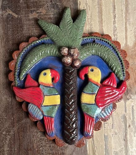 Bunte Vogelmaske aus Keramik, Kunsthandwerk Lanzarote